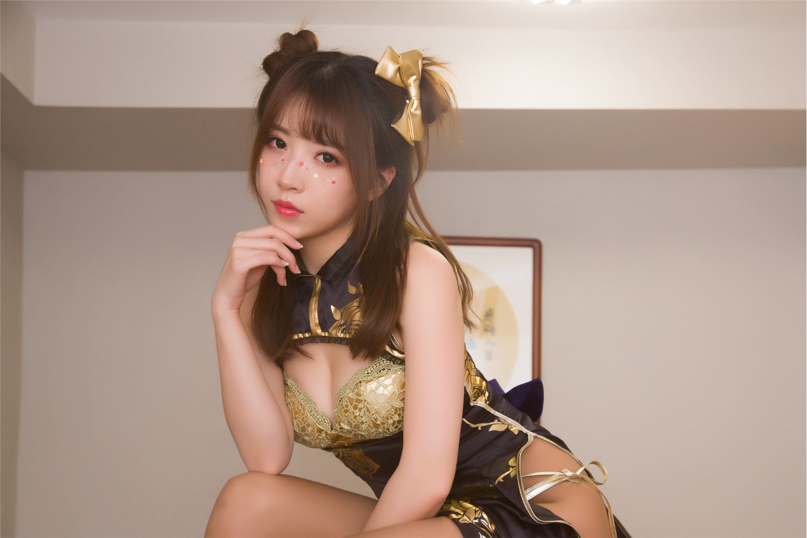 Luna no.008 gold silk cheongsam(10)